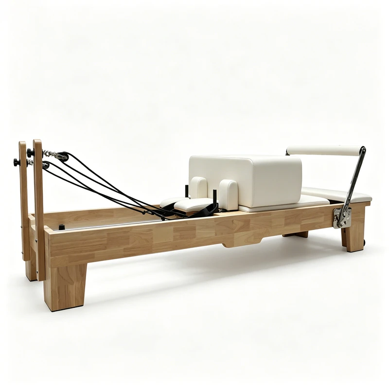 MJD-M101A Reformer de Pilates de madera de roble con patas de madera