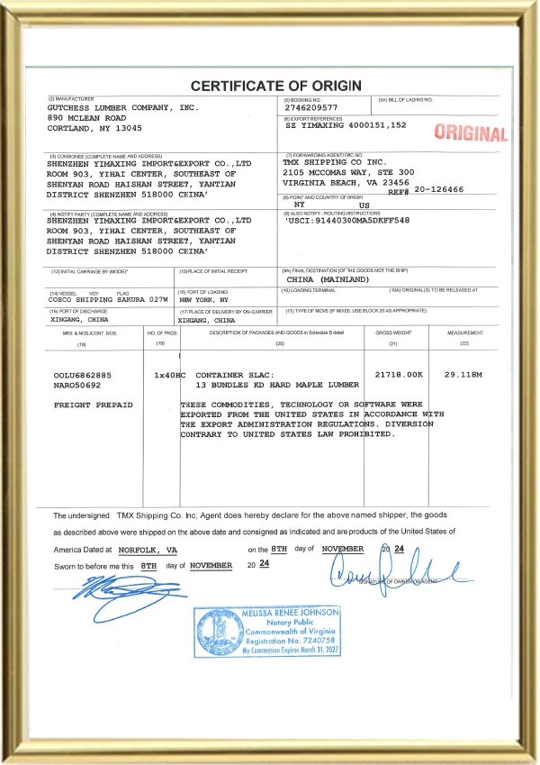 Certificado de Importaci&oacute;n
