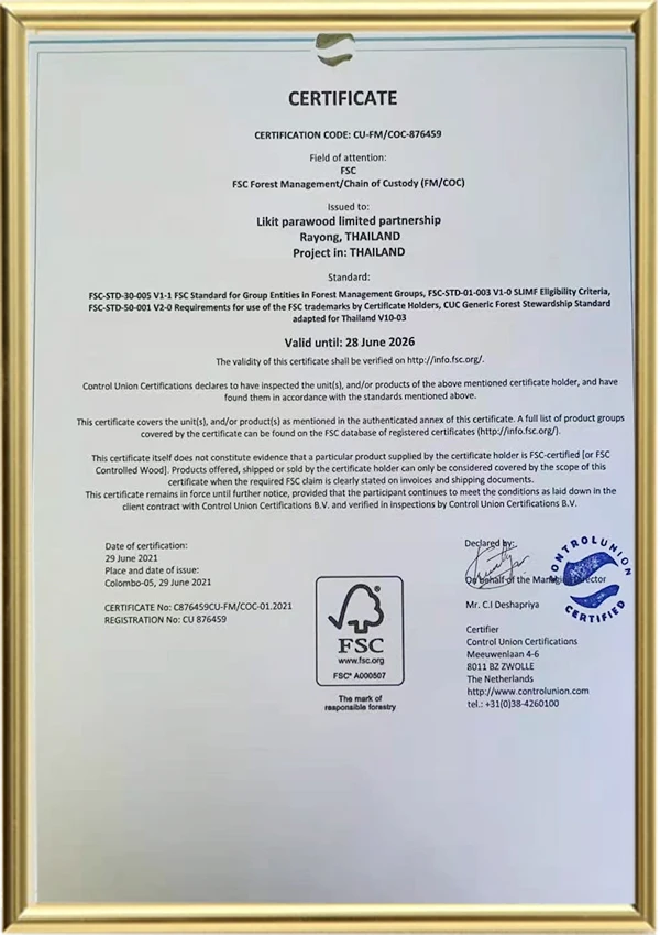 Certificado de fumigaci&oacute;n de materia prima