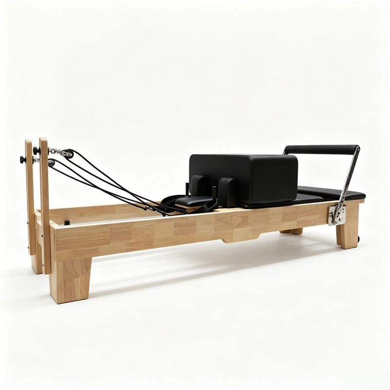 MJD-M101A Reformer de Pilates de madera de roble con patas de madera