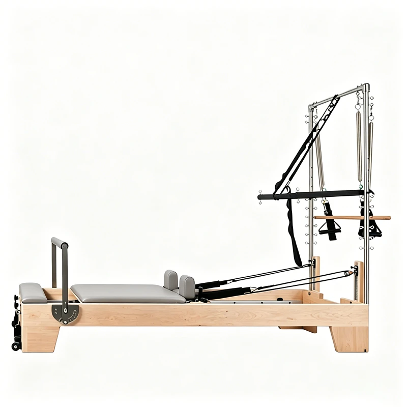 MJD-W23A Studio Reformer Pilates de madera de arce con media torre