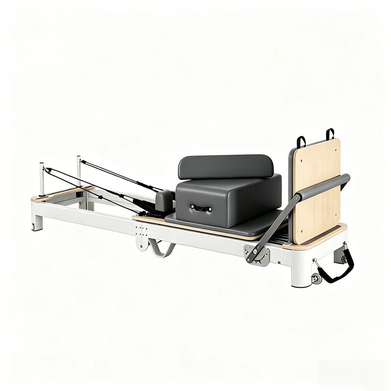 Reformer de Pilates de aluminio pr&eacute;mium MJD-W40 plegable con patas de soporte de aleaci&oacute;n