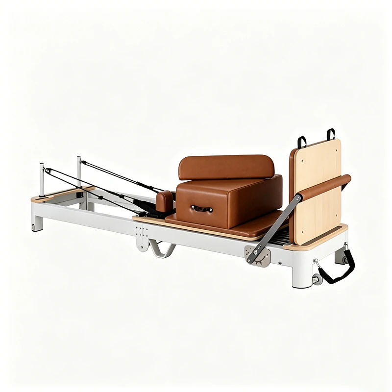Reformer de Pilates de aluminio pr&eacute;mium MJD-W40 plegable con patas de soporte de aleaci&oacute;n