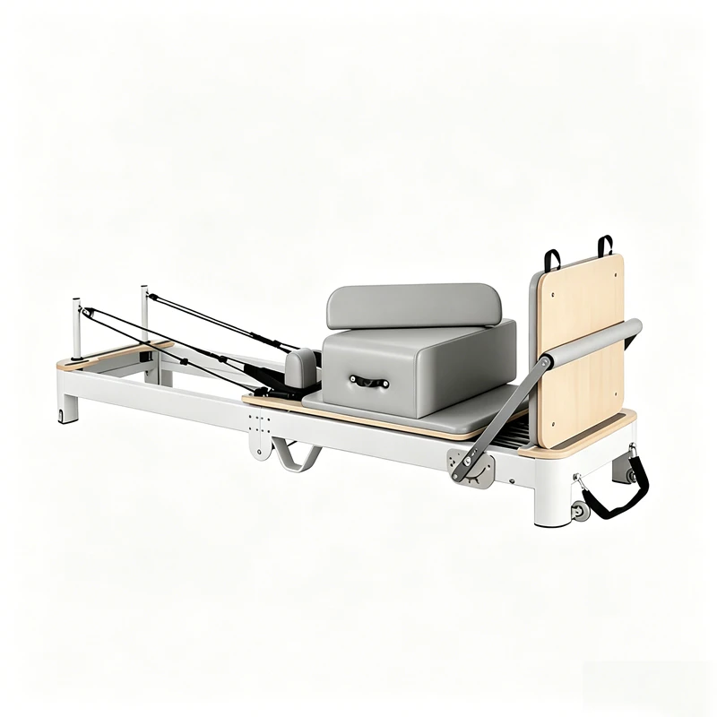 Reformer de Pilates de aluminio pr&eacute;mium MJD-W40 plegable con patas de soporte de aleaci&oacute;n