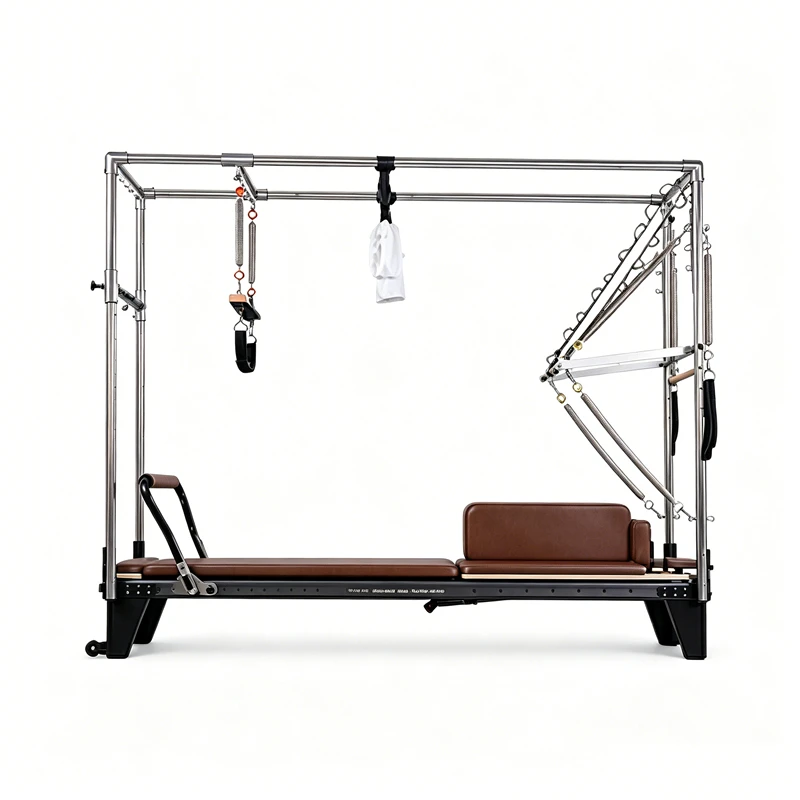M&aacute;quina Reformer negra de Pilates 3 en 1 de pista completa de aluminio MJD-W54