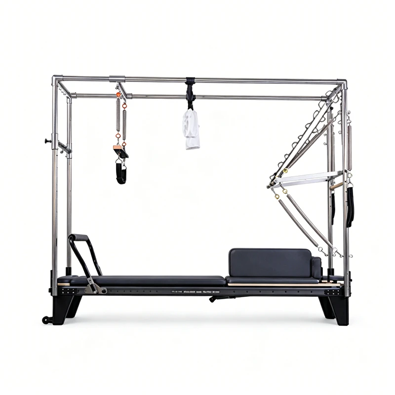 M&aacute;quina Reformer negra de Pilates 3 en 1 de pista completa de aluminio MJD-W54