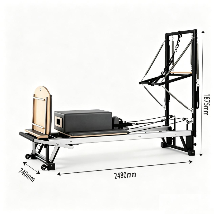 Reformador de Pilates de aluminio Merrithew MJD-W47 con resortes ajustables de media torre